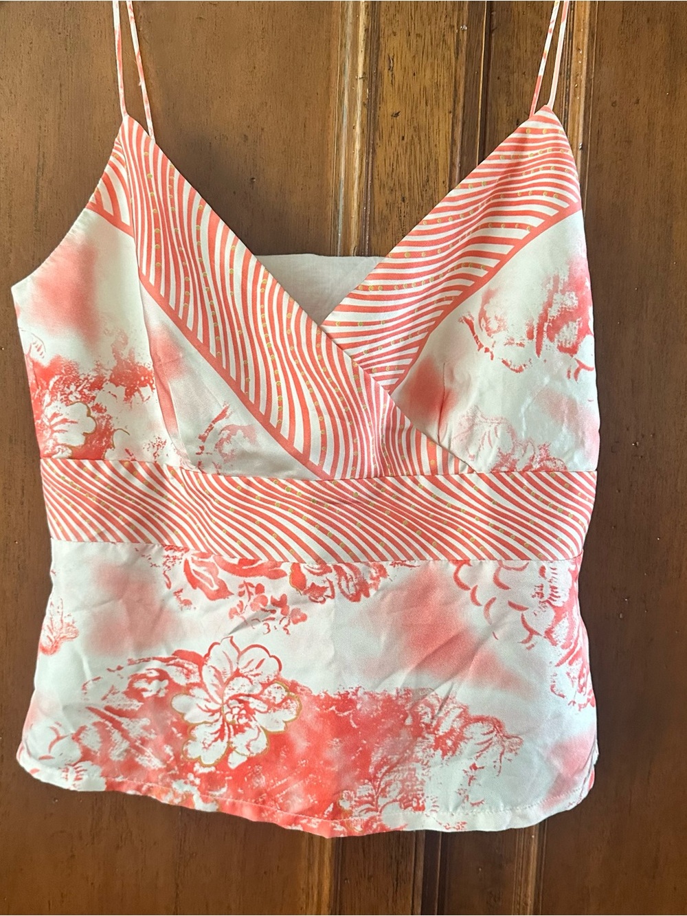 Plenty by Tracy Reese Coral & White Floral Silk Camisole. Like new. Sz Medium